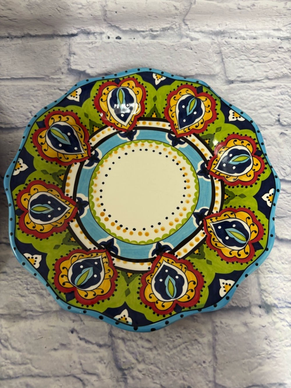TABLETOPS UNLIMITED ESPANA BOCCA 11.5" DINNER PLATES~TURQUOISE Set Of 2